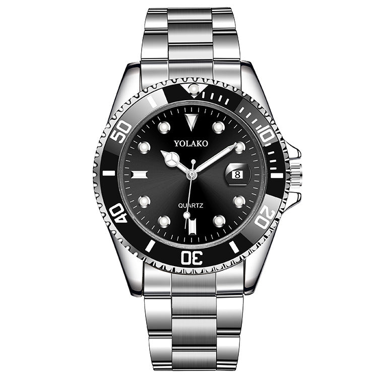YOLAKO Luxury Men Stainless Steel Sport Quartz Wristwatch