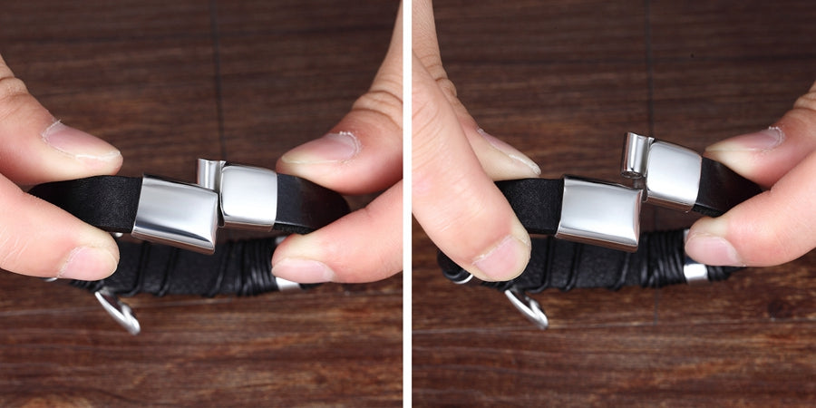 Braided Leather & Stainless Steel Men's bracelet
