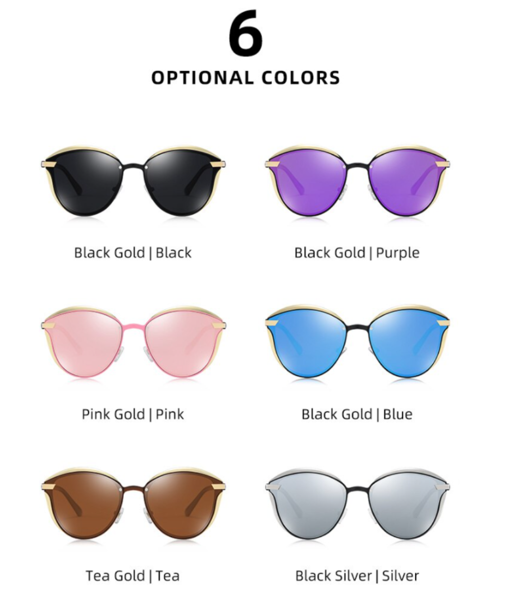 Vintage Polarized Sunglasses for Women - Oval Cat-Eyed Styled Fashion Eyewear