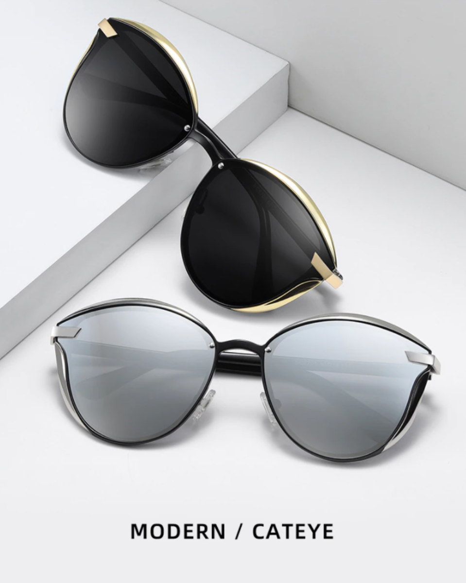 Vintage Polarized Sunglasses for Women - Oval Cat-Eyed Styled Fashion Eyewear