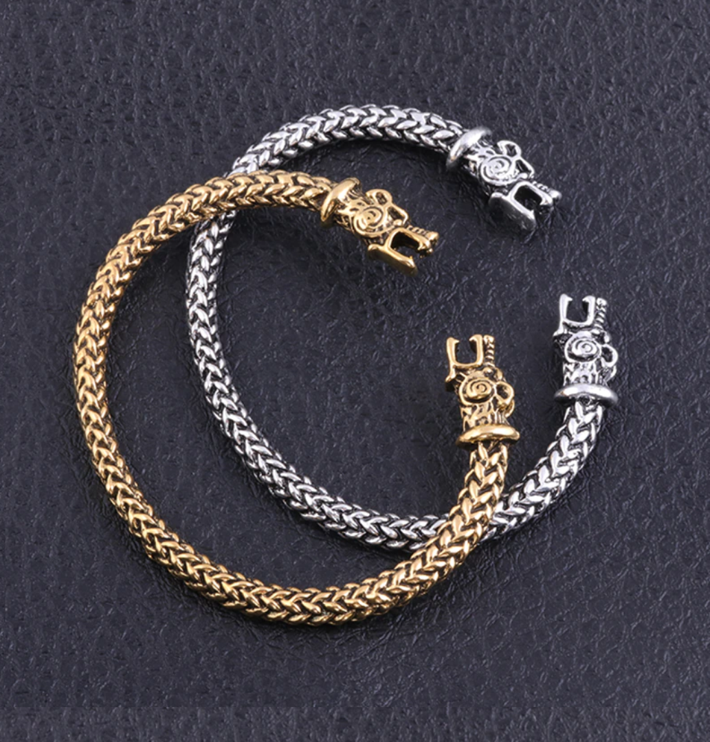 Double Head Dragon Open Cuff Bracelet