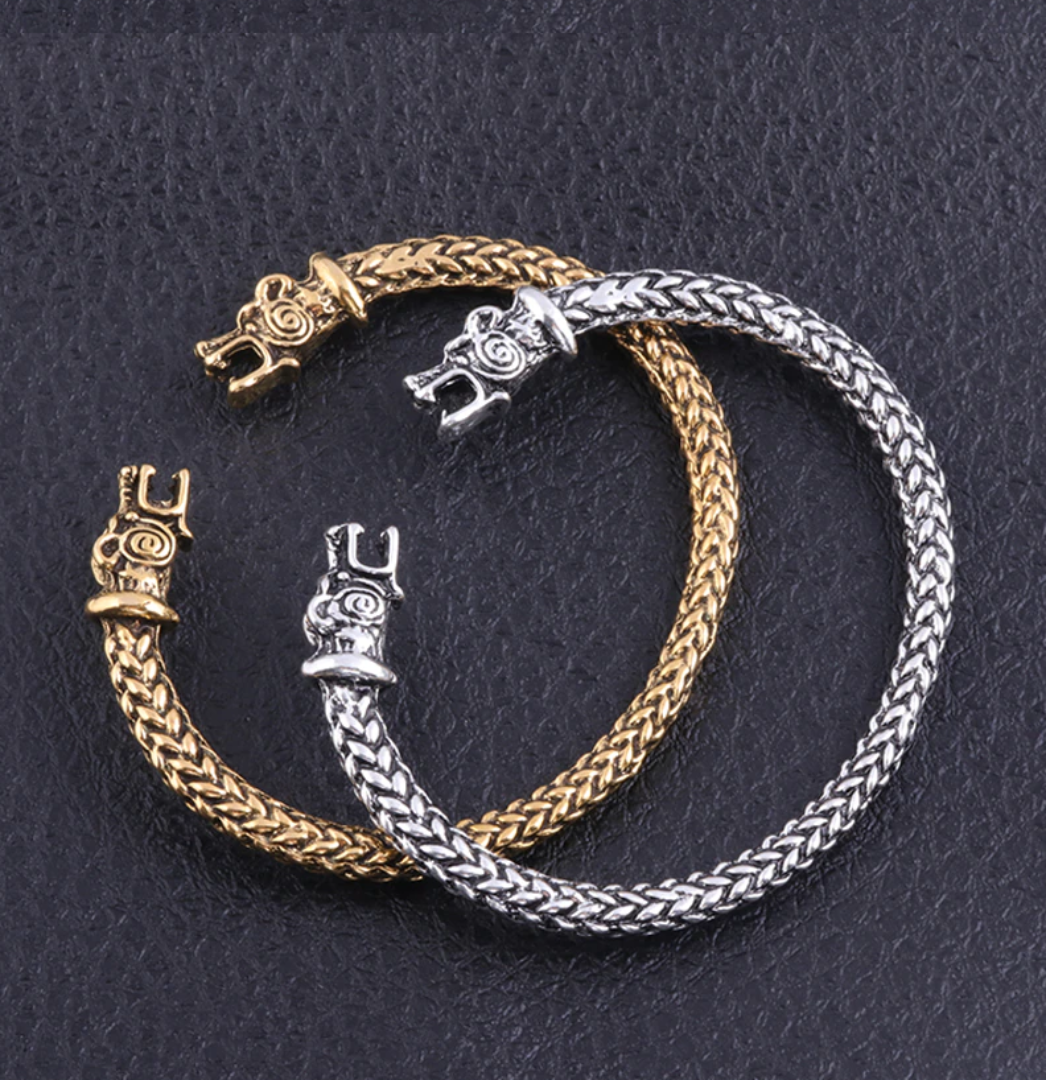 Double Head Dragon Open Cuff Bracelet