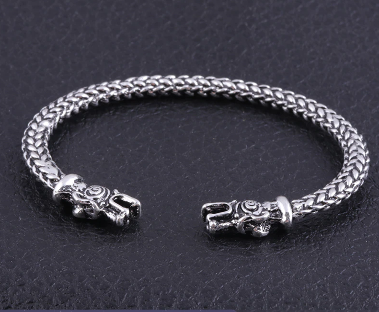 Double Head Dragon Open Cuff Bracelet