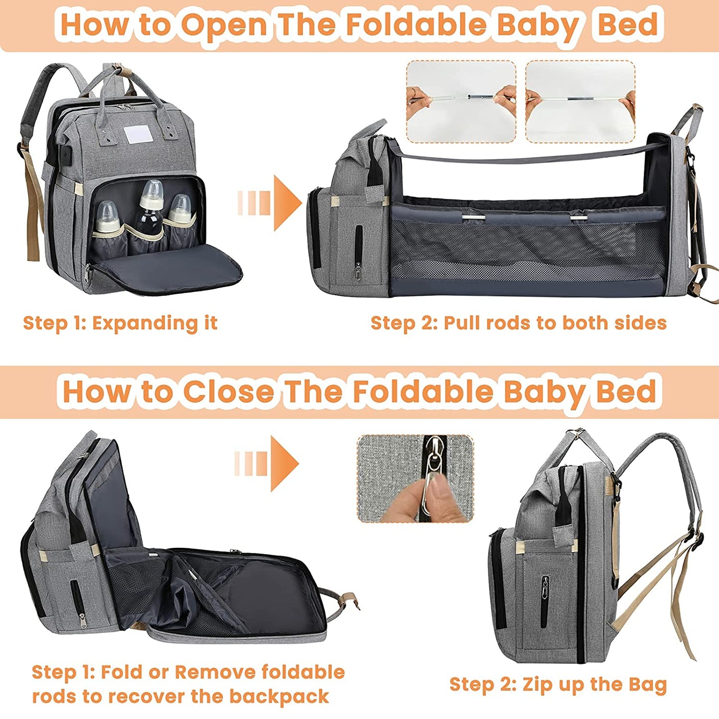 Portable Crib Nappy Backpack