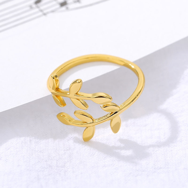 Rose Gold Olive-Tree-Branch-Leaves Ring