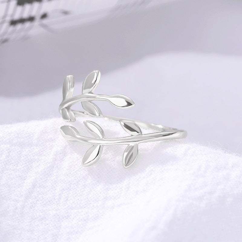 Rose Gold Olive-Tree-Branch-Leaves Ring