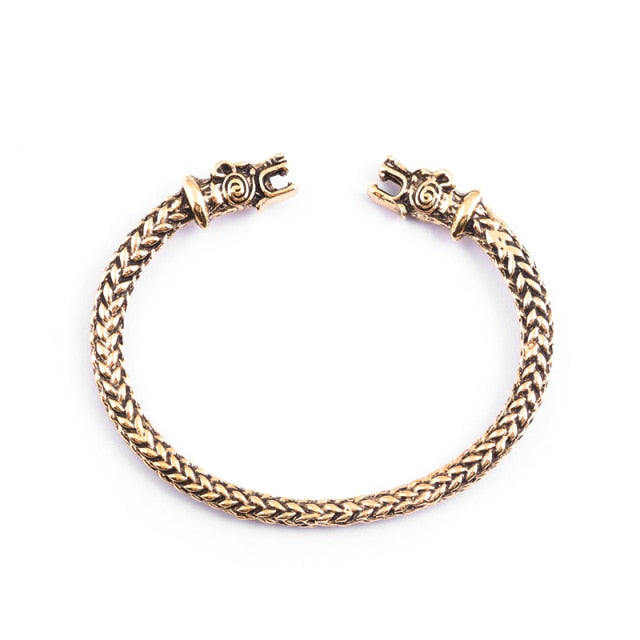 Double Head Dragon Open Cuff Bracelet