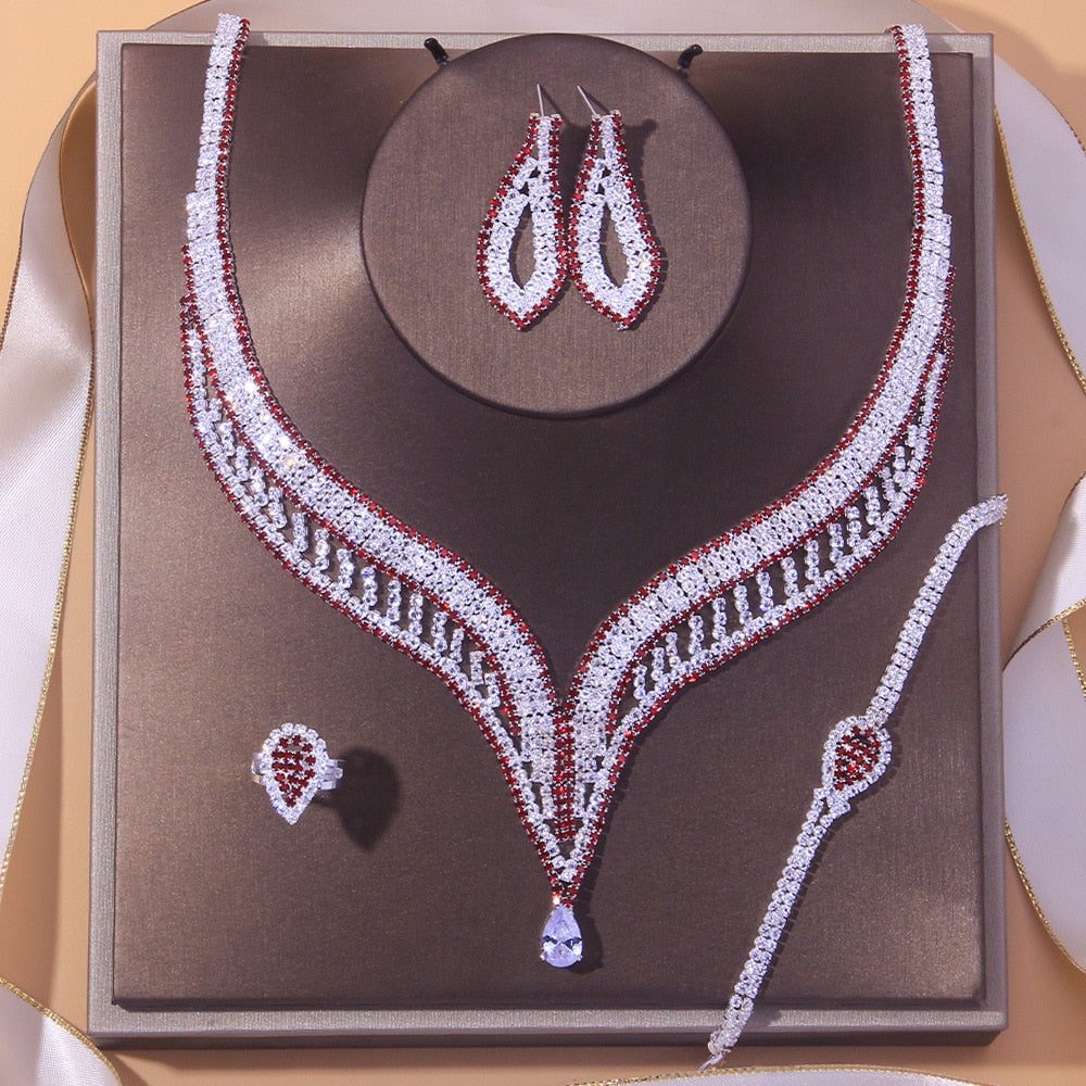 Bridal Jewelry Set - Crystal Water-Drop Dubai Set Fashion Wedding Accessories