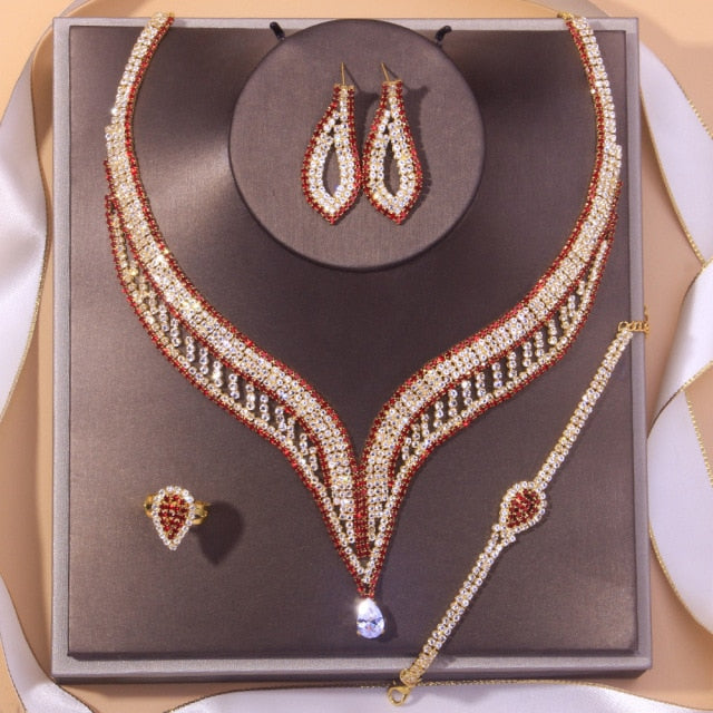 Bridal Jewelry Set - Crystal Water-Drop Dubai Set Fashion Wedding Accessories