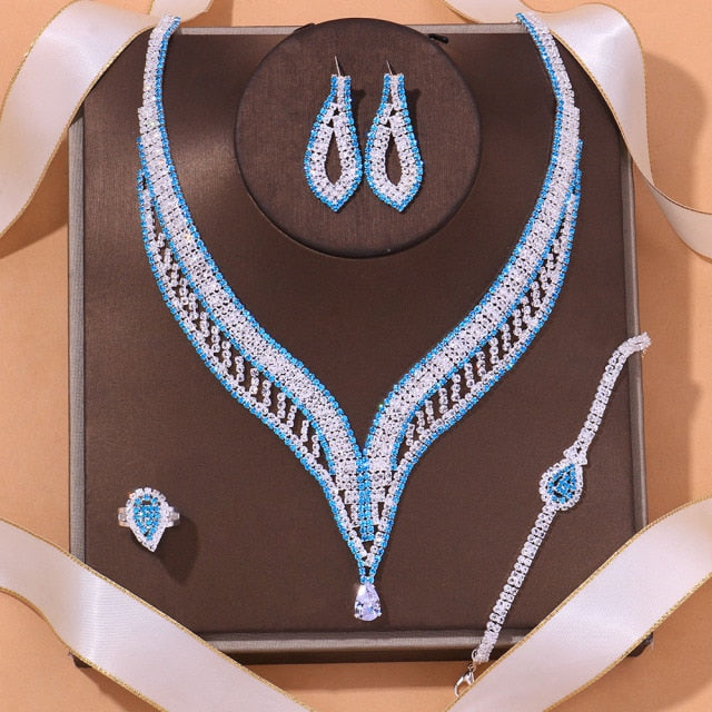 Bridal Jewelry Set - Crystal Water-Drop Dubai Set Fashion Wedding Accessories