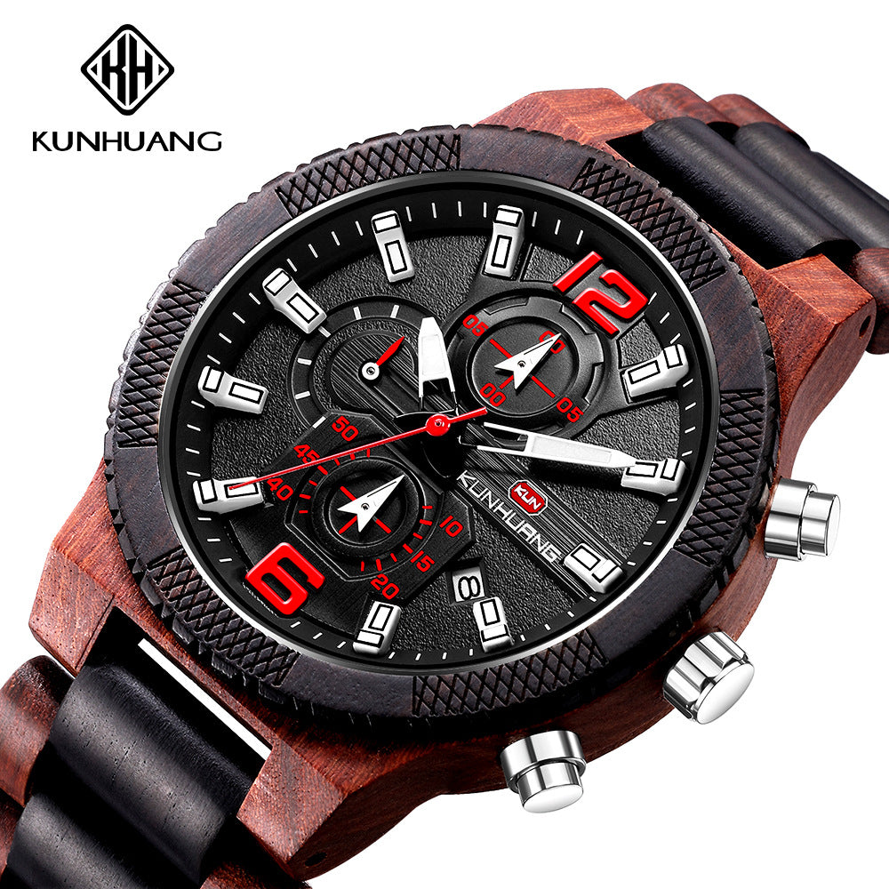 Kunhuang Quartz Men's Wooden Watch