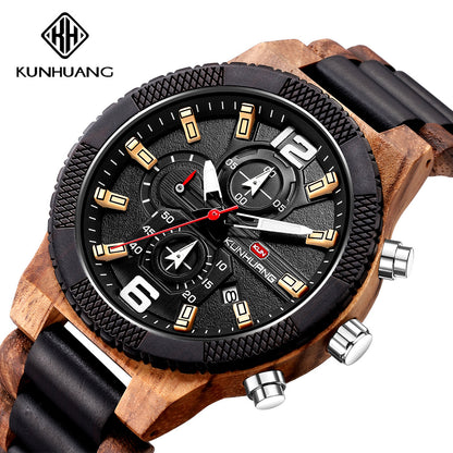 Kunhuang Quartz Men's Wooden Watch