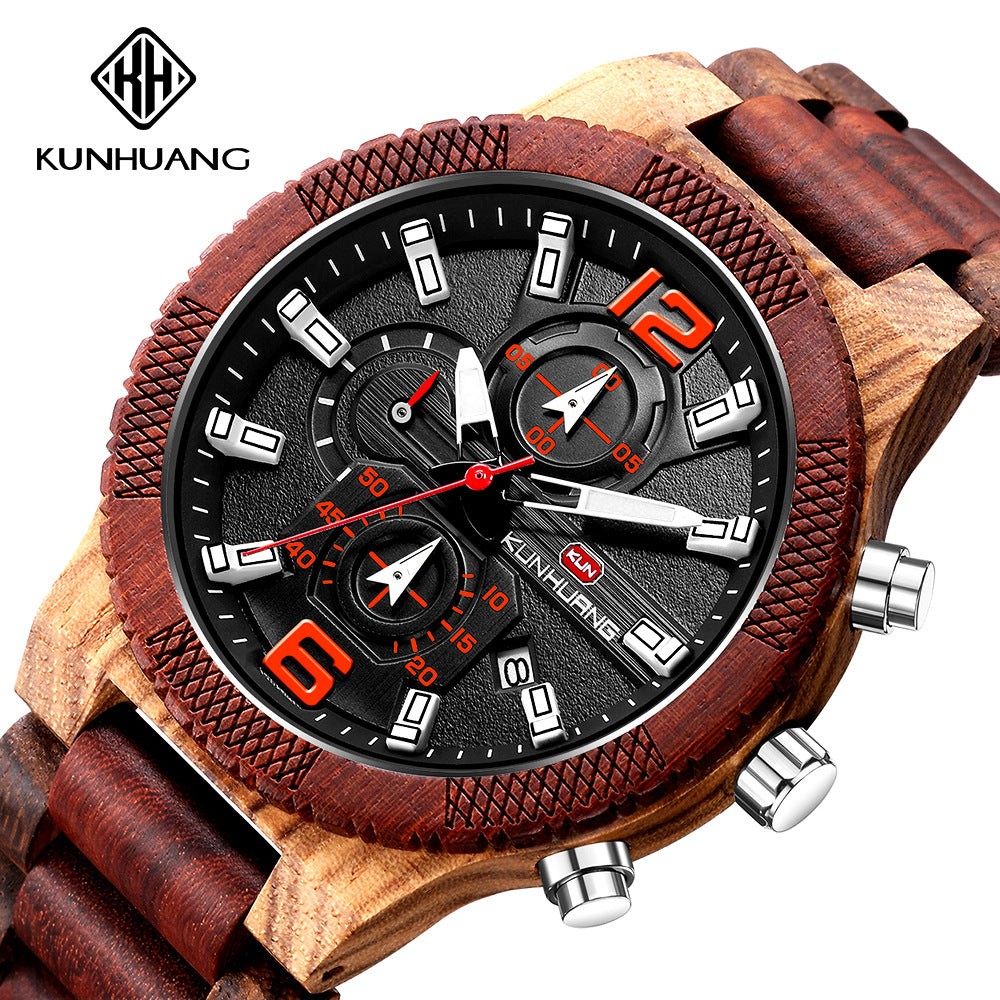 Kunhuang Quartz Men's Wooden Watch