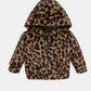 Girls Leopard Zipper Front Hooded Coat