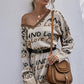 Letter Print Distressed Hem Sweater Dress