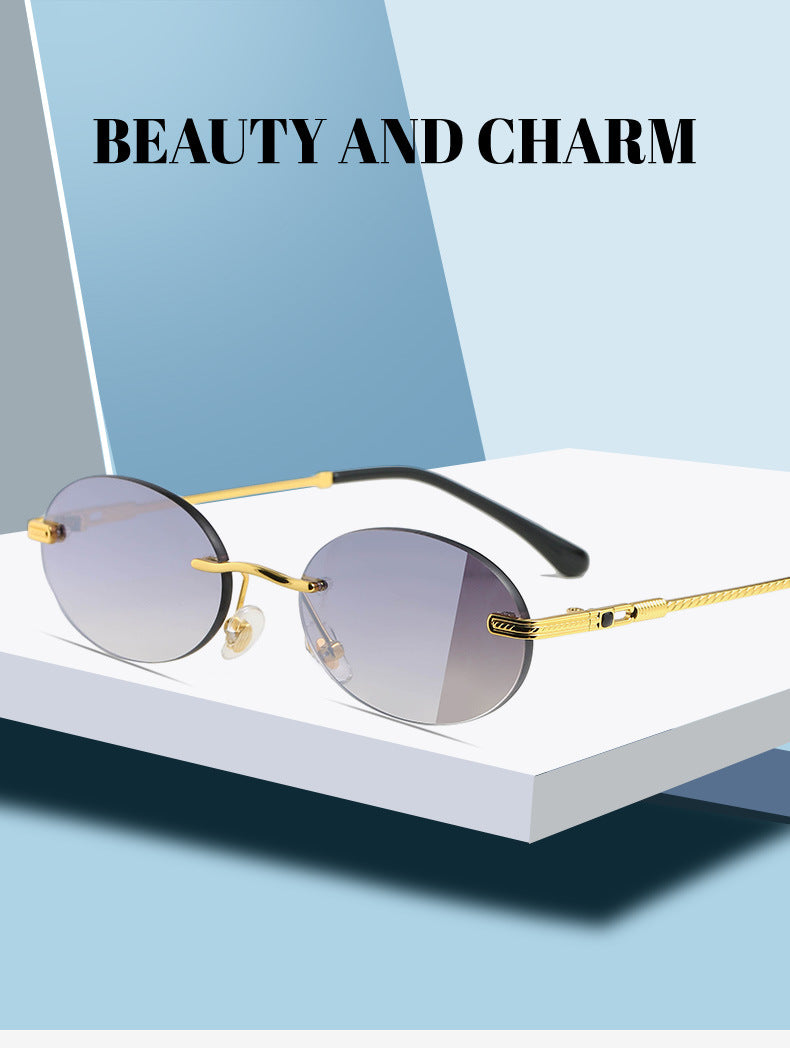 Oval Female Rimless Sunglasses