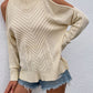 Cable-Knit Cold Shoulder Sweater