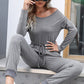 Drawstring Waist Heathered Jumpsuit