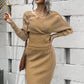 Dolman Sleeve Rib-Knit Top and Skirt Set