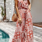 Printed Sleeveless Ruffle V-Neck Jumpsuit