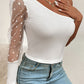 Polka Dot Spliced Mesh Sleeve Cropped Top