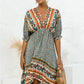 Printed Bohemian V Neck Dress