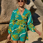Botanical Print Long Sleeve Romper