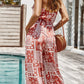 Printed Sleeveless Ruffle V-Neck Jumpsuit