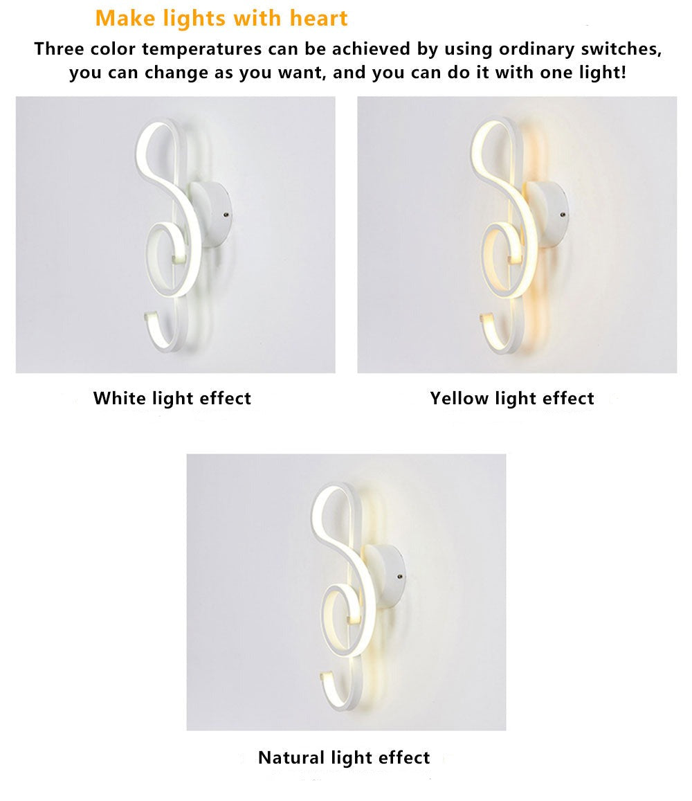 Design Art Musical Note Wall-Mounted Lamp