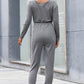 Drawstring Waist Heathered Jumpsuit