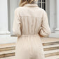 Button Front Drawstring Waist Romper