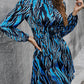 Printed Long Sleeve Mock Neck Mini Dress
