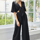 Tie Front Cutout Wide Leg Jumpsuit