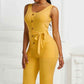 Button Detail Tie Waist Jumpsuit with Pockets