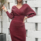 Dolman Sleeve Rib-Knit Top and Skirt Set