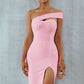 Solid Color Tight Slit Dress