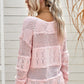 Openwork Boat Neck Pullover Sweater