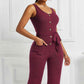 Button Detail Tie Waist Jumpsuit with Pockets