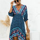Printed Bohemian V Neck Dress