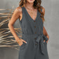 V Neck Bow Tie Romper