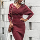 Dolman Sleeve Rib-Knit Top and Skirt Set