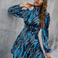 Printed Long Sleeve Mock Neck Mini Dress