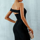 Solid Color Tight Slit Dress