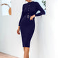Snap Down Rib-Knit Slit Sweater Dress