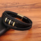Braided Leather & Stainless Steel Men's bracelet