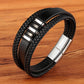 Braided Leather & Stainless Steel Men's bracelet