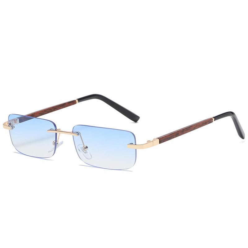 Square Frameless Wood Grain Legs Sunglasses