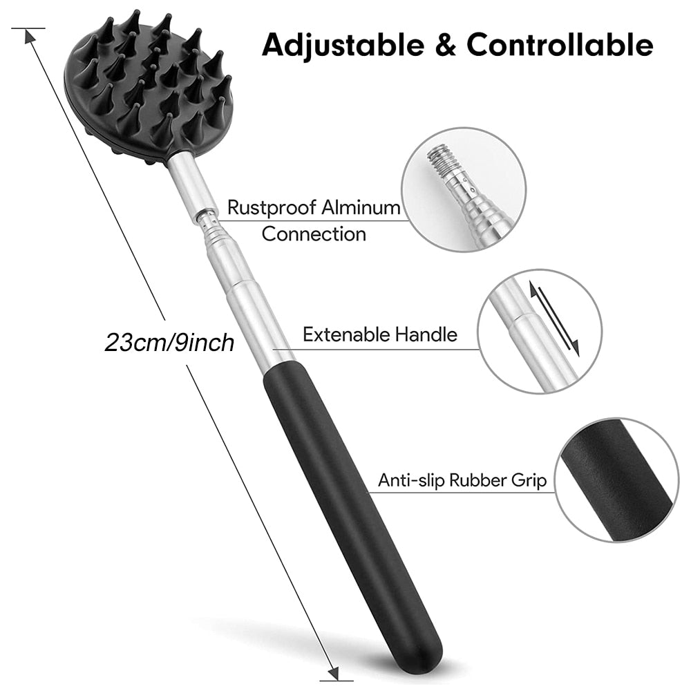 Telescoping Back Scratcher with 3Pcs Detachable Scratching Heads