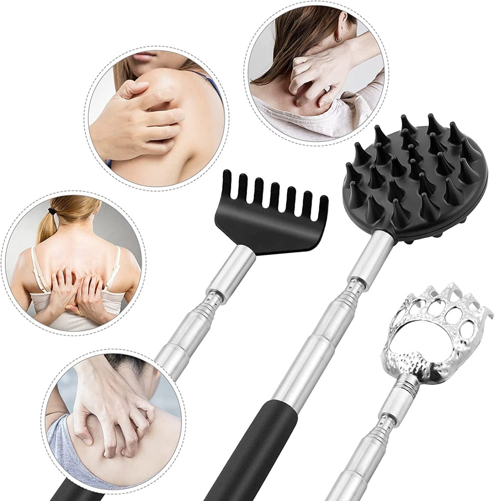 Telescoping Back Scratcher with 3Pcs Detachable Scratching Heads