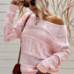 Openwork Boat Neck Pullover Sweater
